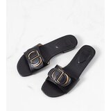 Gemre Black flat heel slides Cammeray | Shoptok.si