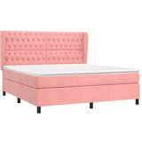  Box spring postelja z vzmetnico roza 160x200 cm žamet, (20897311) | Shoptok.si