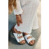 EVENTO Women's Slides On Cork Platform With Buckles White Redore | shoptok.hr