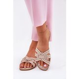 Boto Women's Flat Sandals With Intertwining Straps Beige Acimine | Shoptok.si