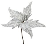 Dekordom novogodišnji cvet silver glitter poinsettia pick 25cm 79068 - ild ( 039223 ) Cene
