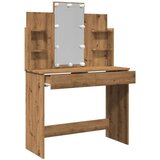 vidaXL Toaletna mizica z LED lučkami artisan hrast 96x40x142 cm | Shoptok.si