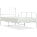  The Living Store Kovinski posteljni okvir z vzglavjem in vznožjem bel 90x190 cm - Posteljni Okvir, (21448683) | Shoptok.si