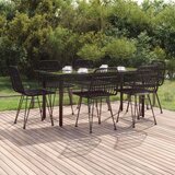  Jedilna garnitura 7-delna črna poli ratan | Shoptok.si