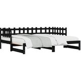  The Living Store Izvlečna dnevna postelja črna 2x(90x200) cm trdna borovina - Dnevna Postelja, (21454103) | Shoptok.si