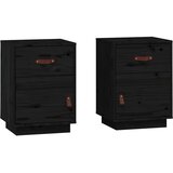  Noćni ormarići 2 kom crni 40 x 34 x 55 cm od masivne borovine | shoptok.hr