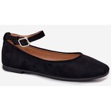 Boto Eco Suede Ballet Flats With Strap And Buckle Black Deomira | Shoptok.si