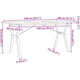  Blagovaonski stol Y-oblika 140x80x75,5 cm od borovine i čelik | shoptok.hr