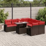 vidaXL 9-dijelni set vrtnih sofa poliratan i bagrem s jastucima sivi | shoptok.hr