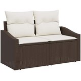  Set sofe 7 pcs Smeđa i krem bijela Poli Rattan i čelik | shoptok.hr