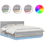  Krevetna konstrukcija S LED lampica Siva Sonoma 200 x 200 cm | shoptok.hr