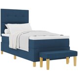 vidaXL Box Spring Krevet s Madracem i Klupom Plava 100x200 cm Tkanina Cijene