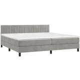  Box spring postelja z vzmetnico LED svetlo siva 200x200cm žamet, (20724124) | Shoptok.si