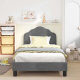 Otroški posteljni okvir z vznožjem Temno siva 90 x 190 cm Žamet, (5000104783) | Shoptok.si