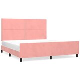 Okvir za krevet s uzglavljem ružičasti 160x200 cm baršunasti | Eponuda.com