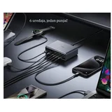 Prime 200W GaN stoni brzi punjač, 6-portova (4x USB-C i 2x USB-A) srebrni