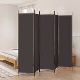 Sobna pregrada s 5 panela smeđa 250 x 200 cm od tkanine | Eponuda.com