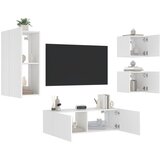 vidaXL Stenske TV omarice z LED lučkami 4 kosi bela Cene