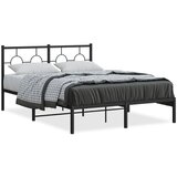  The Living Store Kovinski posteljni okvir z vzglavjem črn 135x190 cm - Posteljni Okvir, (21497877) | Shoptok.si