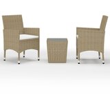  3-dijelni bistro set od poliratana i kaljenog stakla bež | shoptok.hr