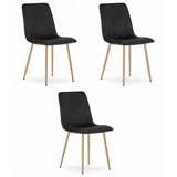  Stolica LAVA - Crni Baršun / Drvene Noge x 3 | shoptok.hr