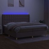  Krevet box spring s madracem LED smeđesivi 200x200 cm tkanina | shoptok.hr