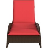  Ležaljka za sunčanje s jastukom smeđa 60x205x73 cm poli ratan | Shoptok.si