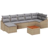 vidaXL 8-delni vrtni kavni set z blazinami Bež Poli Ratan Akacija, (22091723) | Shoptok.si