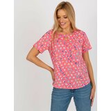 Fashion Hunters Blouse with coral print and round neckline Cene