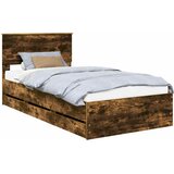  Krevetna konstrukcija s ladicama Dimljeni hrast 100 x 200 cm Smeđa 210 x 102 x 90 cm | shoptok.hr