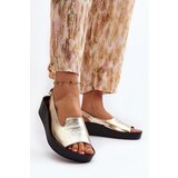 Zazoo 2893 Women's Leather Sandals on Thick Sole Gold | shoptok.hr
