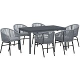  Vrtni set za objed 7 kom. Siva poliratan 180 x 80 x 74 cm | shoptok.hr