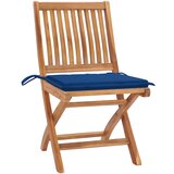 Maison Chic Vrtni stoli - Stol za vrt 2 kosa s kraljevo modrimi blazinami trdna tikovina JS1252, (21878515) | Shoptok.si