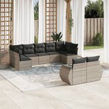 Maison Chic Seti vrtnega pohištva - Vrtna garnitura - Vrtni pohištvo set 9-delna z blazinami sv. siv poli ratan, (21797046) | Shoptok.si