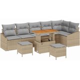 vidaXL Vrtna sedežna garnitura z blazino 9 pcs Bež poli ratan, (5000153833) | Shoptok.si