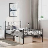  Metalni okvir kreveta uzglavlje i podnožje crni 100x200 cm | shoptok.hr