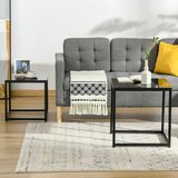  Set od 2 pomoćna stolića modernog dizajna složivih stakleni stol crne boje | shoptok.hr