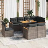 vidaXL 9-dijelni set vrtnih sofa poliratan i bagrem s jastucima sivi Cijene