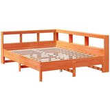  Knjižna postelja brez vzmetnice vošč. rjava 150x200 cm borovina, (21790875) | Shoptok.si