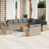 vidaXL 14-dijelni set vrtnih sofa s jastucima poliratan Bež | shoptok.hr