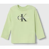 Calvin Klein Jeans Otroška dolga majica zelena barva