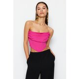 Trendyol Pink Crop Lined Knitted Corset Detailed Bustier Cene