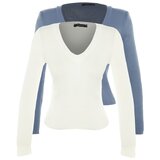 Trendyol Indigo-Ecru Knitwear Sweater Cene