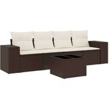 vidaXL 5-dijelni set vrtnih sofa s jastucima poliratan smeđi | shoptok.hr