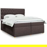 vidaXL Box spring postelja z vzmetnico temno rjav 200x200 cm blago, (21307657) | Shoptok.si