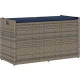 vidaXL Zunanja klop za shranjevanje z blazino Grey 100 cm poli ratan | Shoptok.si