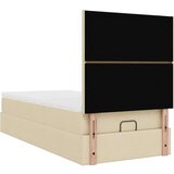 vidaXL Otomanski posteljni okvir z vzmetnico krem 80x200 cm blago, (21611225) | Shoptok.si