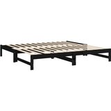  Dnevni ležaj na izvlačenje crni 2x(100x200) cm masivna borovina | shoptok.hr