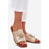 EVENTO Ladies flat sandals with decorative tie golden Norela | Shoptok.si