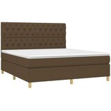  Krevet box spring s madracem LED tamnosmeđi 160x200 cm tkanina | shoptok.hr
